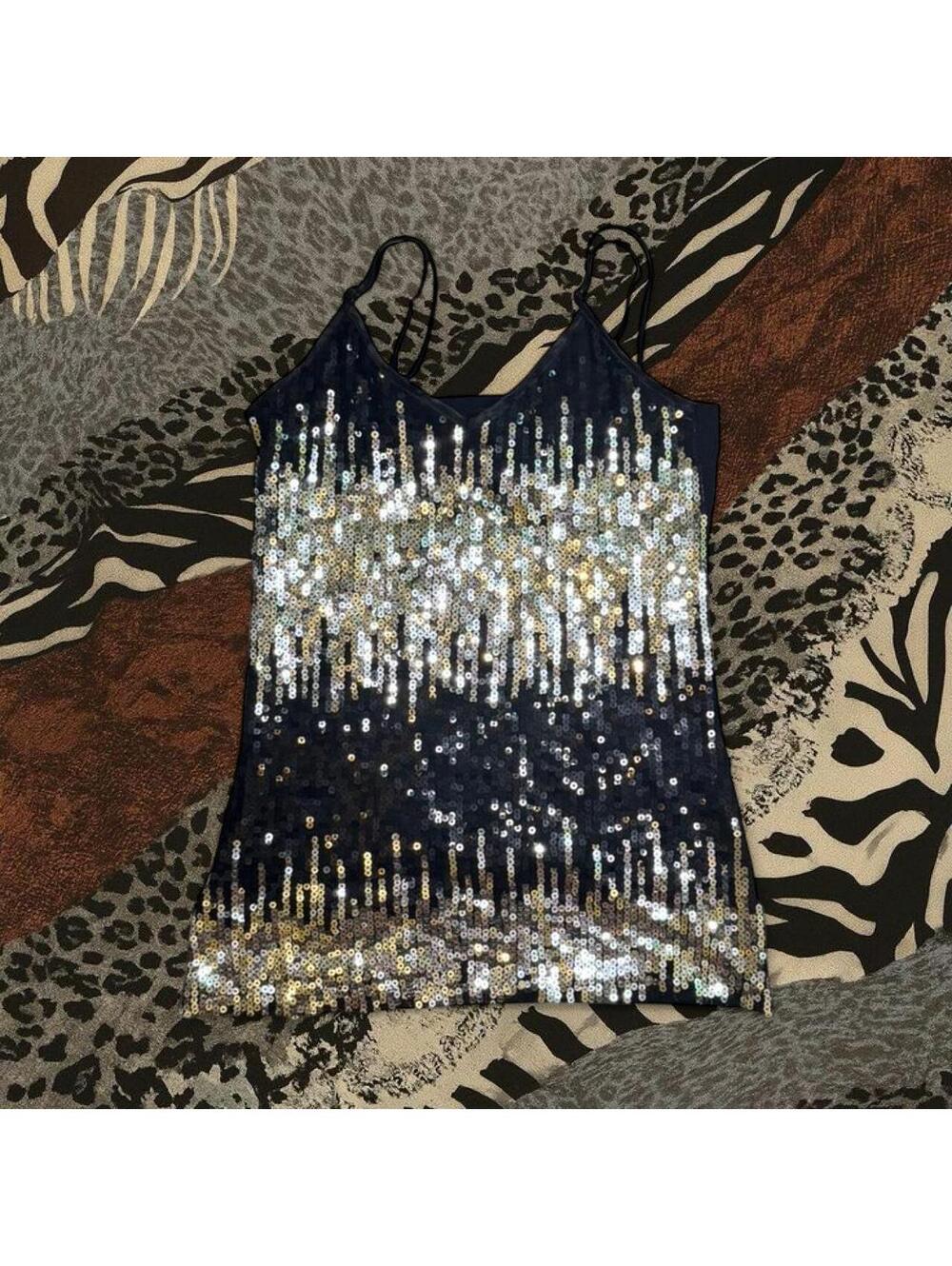 Black and gold sequin top